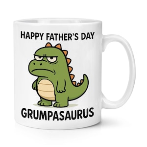 Glad fars dag Grumpasaurus 28 cl mugg kopp rolig grinig skämt dinosaurie djur pappa pappa kärlek