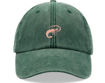 Shrimp Baseball Cap Vintage Washed Unisex Dad Hat Adjustable Funny Faded Sports Sun Fathers Day Fishing Fisherman Prawn Funny