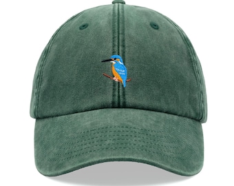 Gorra de béisbol Kingfisher, estilo vintage, de algodón lavado, unisex, ajustable, divertida, deportiva, para el sol, observador de aves, vacaciones de verano, divertida