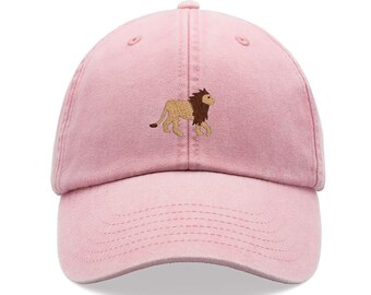 Lion Baseball Cap Vintage Washed Unisex Dad Hat Adjustable 