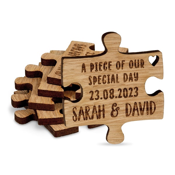 Personalised Jigsaw Puzzle A Piece Of Our Special Day Wedding Favours Table Decorations Wooden Confetti Scatters Charms Tags Custom