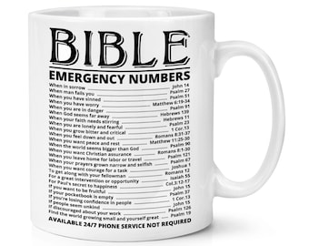 Números de emergencia de la Biblia Taza de 10 oz Taza Dios Jesús Broma divertida Cumpleaños Navidad Regalos cristianos Papá Día del Padre Hijo Hija