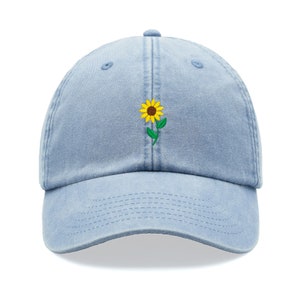 Tech Design Sunflower Baseball Cap – Embroidered Cotton Adjustable Dad Hat In Light Blue | Unisex Casual Hat - View #5