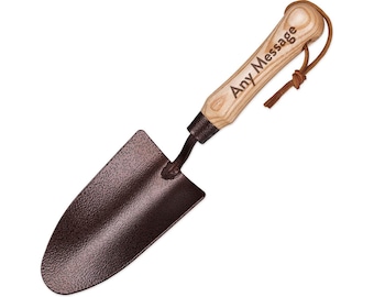 Personalised Custom Engraved Gardening Hand Trowel Any Message Text Wooden