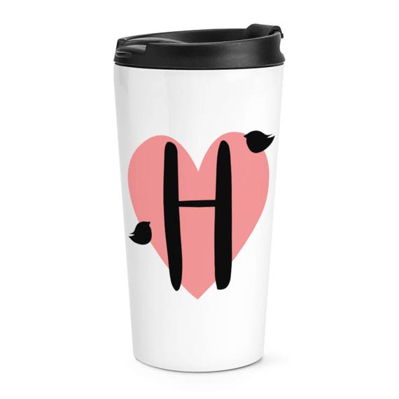 Letter H Heart Alphabet Travel Mug Cup Etsy