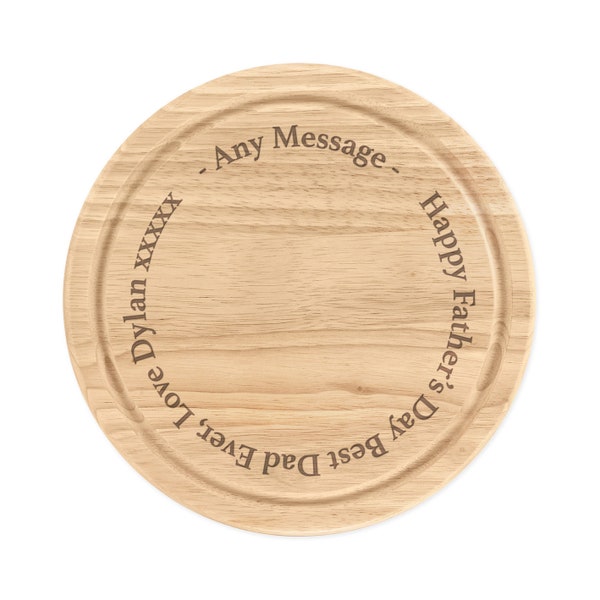 Personalised Wooden Chopping Cheese Board Round 25cm Custom Any Message Outer Circle Cutting Serving Tray