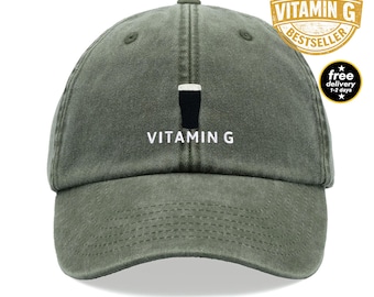 Vitamin G Pint (200+ 5 Star Reviews) Baseball Cap Vintage Cotton Unisex Dad Hat Adjustable Beer Stout (The ORIGINAL BESTSELLER Washed Style)
