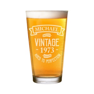 Personalised Pint Glass Shaker Vintage Aged To Perfection Craft Beer Cider Custom Dad Grandad Happy Birthday 18th 21st 30th 40th 50th 60th