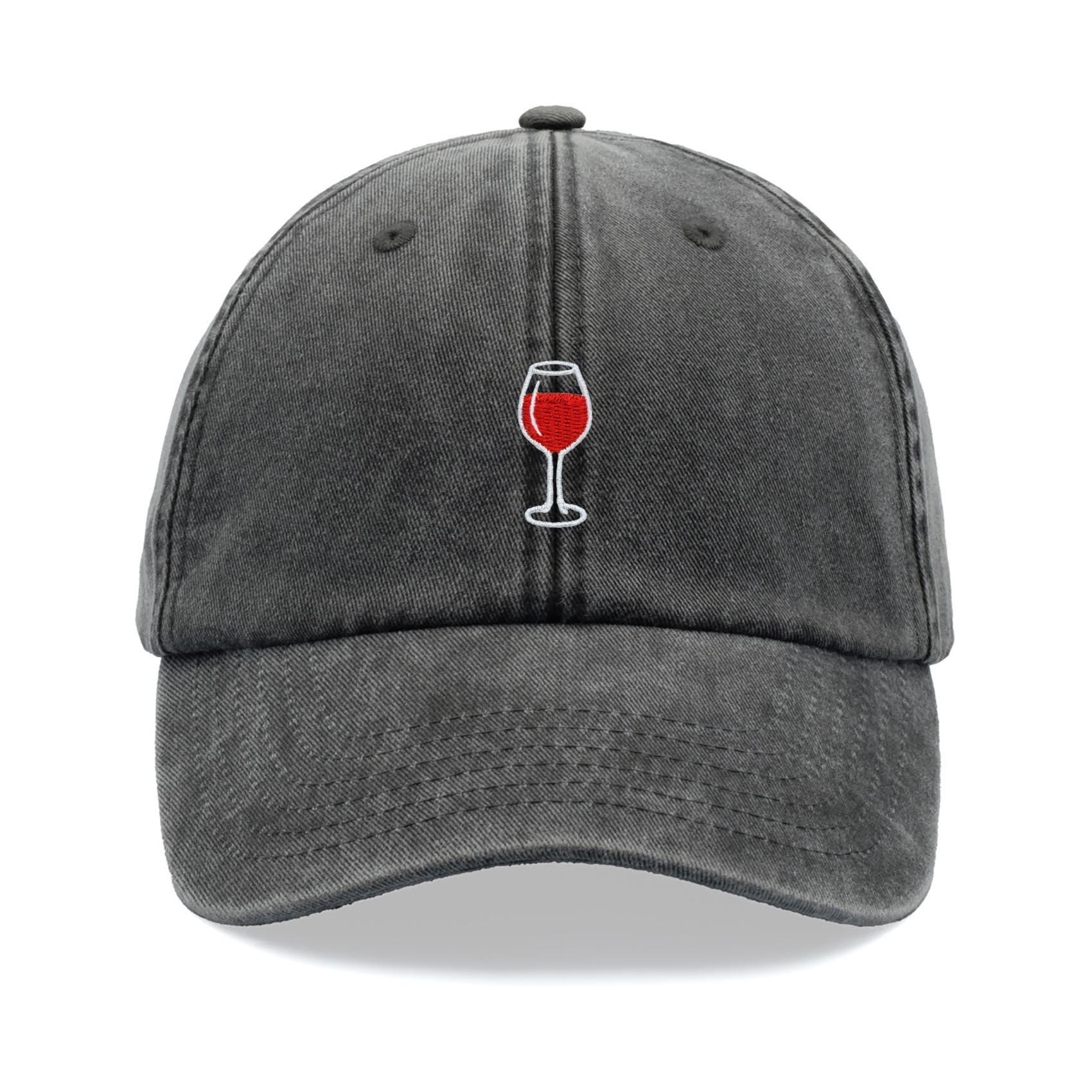 Red Wine Glass Baseball Cap Vintage Washed Cotton Unisex Dad  display picture 1
