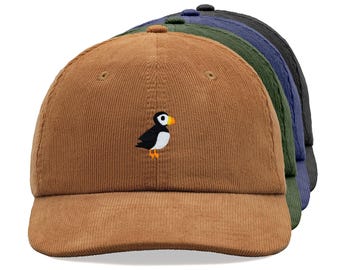 Cappello da baseball in velluto a coste Puffin, in cotone, unisex, regolabile, per papà, estivo, vacanze, sci, uccelli, animali, divertente