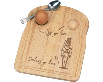 Eggs Go Here Soldiers Go Here Breakfast Dippy Egg Cup Board Wooden Easter