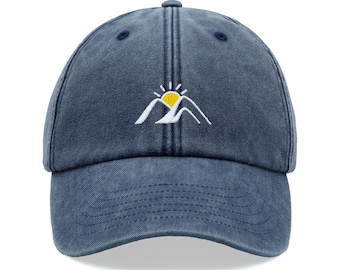Sunrise Baseball Cap Vintage Washed Cotton Unisex Dad Hat Adjustable Funny Faded Sports Sun Fathers Day Mountains Hiking Hiker Peak Summer