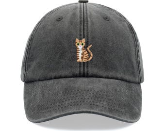 Tabby Cat Baseball Cap Vintage Washed Cotton Unisex Dad Hat  display picture 1