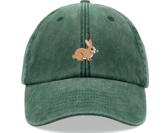 Bunny Rabbit Baseball Cap Vintage Washed Cotton Unisex Dad Hat Adjustable Funny Faded Sports Sun Mothers Day Funny Animal Garden Gardening