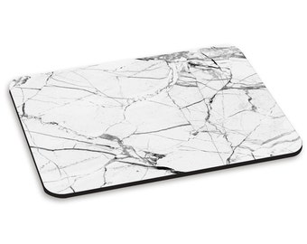 Marble White With Black Veined PC Computer Mouse Mat Pad
