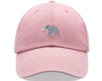 Tech Design Elephant Embroidered Dad Hat - Adjustable Cotton Baseball Cap (Khaki) - View #2