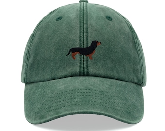 Gorra de béisbol con diseño de perro salchicha, estilo vintage, de algodón lavado, unisex, ajustable, divertida, descolorida, para deportes, para el sol, para el día del padre, para amantes del verano