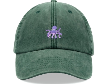 Purple Octopus Baseball Cap Vintage Washed Cotton Unisex Dad Hat Adjustable Funny Faded Sports Sun Fathers Day Sea Ocean Funny Animal
