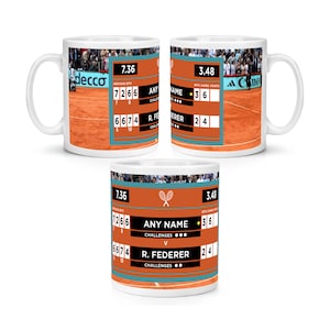 Personalised Tennis Scoreboard Clay 10oz Mug Cup Name & Opponent Sections Can Be Personalised