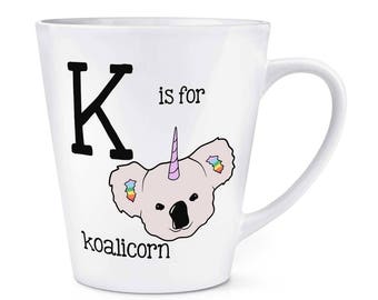 Letter K Is For Koalicorn 12oz Latte Mug Cup