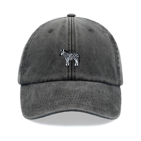New Custom Designed Black Distressed Baseball Cap with Zebra Heart, Adjustable Zebra Print Plain hat Washed Distressed Baseball Cap  main image 4