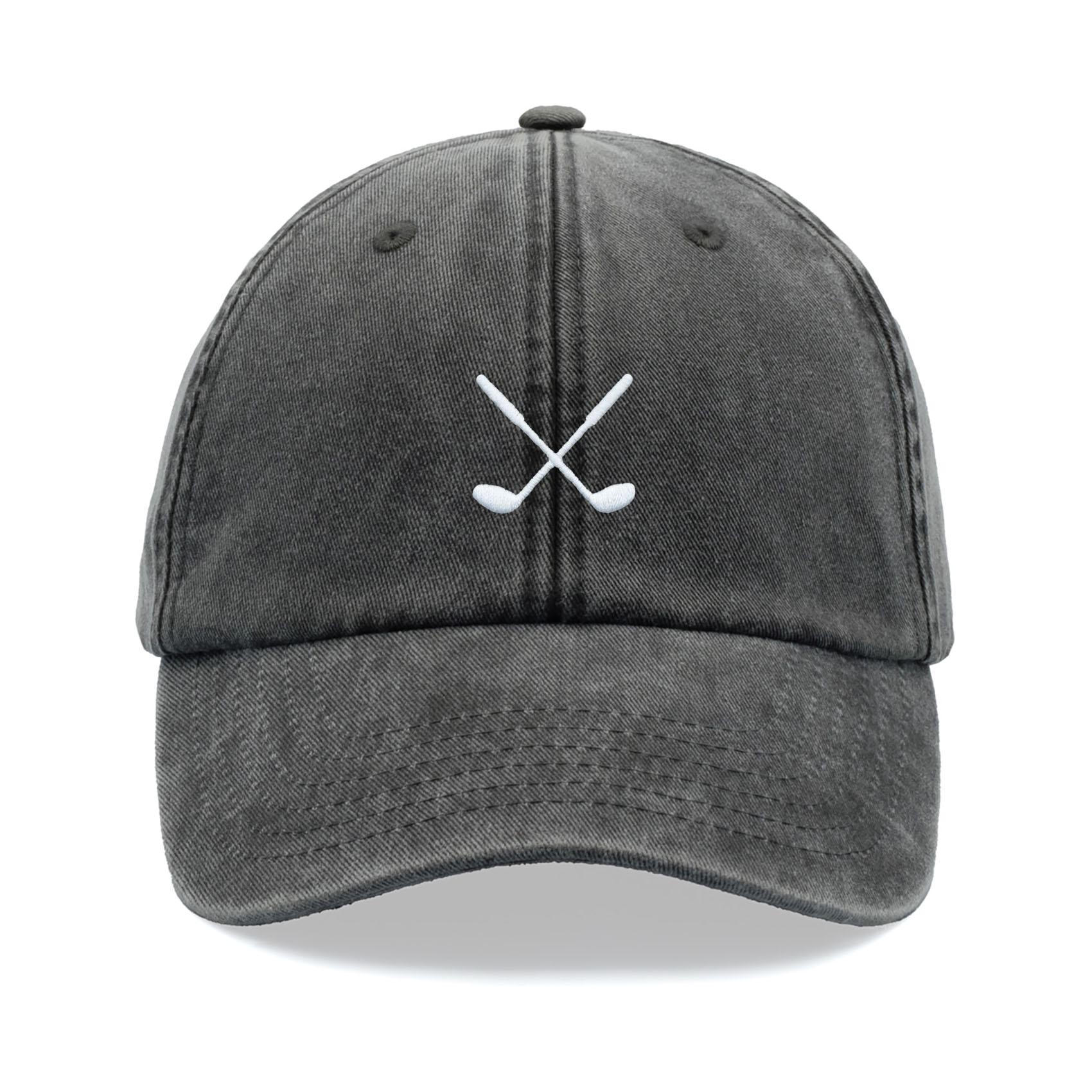 Golf Clubs Crossed Baseball Cap Vintage Washed Cotton Unisex