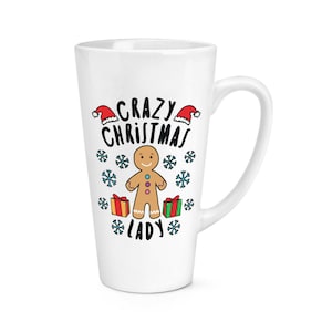 Crazy Christmas Lady Snowflakes 17oz Large Latte Mug Cup - Funny Secret Santa