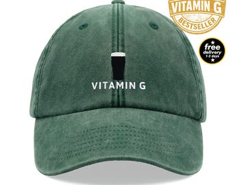 Vitamin G Pint (200+ 5 Star Reviews) Baseball Cap (The ORIGINAL BESTSELLER Washed Style) Vintage Cotton Unisex Dad Hat Adjustable Beer Stout