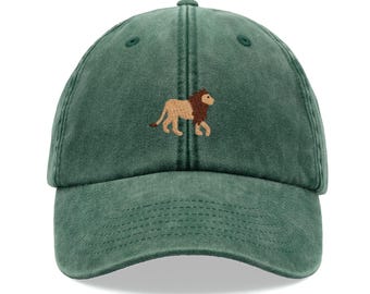 Casquette de baseball lion vintage lavée unisexe papa chapeau réglable délavé sport soleil été vacances à la plage jungle drôle safari animal chat