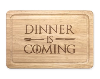 Dinner Is Coming Board Rectangular Wooden Chopping Board Meat Serving Funny Joke