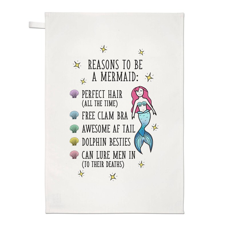 Reasons To Be A Mermaid Tea Towel Dish Cloth