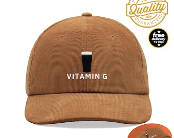 Vitamin G Pint Corduroy Baseball Cap Cotton Unisex Dad Hat Adjustable Beer Stout Drinker Sun Summer Holiday