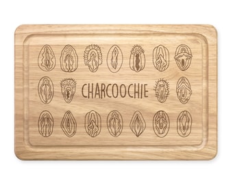 Tabla de Charcoochie Vaginas Charcutería Tabla de cortar de madera rectangular Tabla para servir queso Mamá Día de la Madre Divertida Vulva
