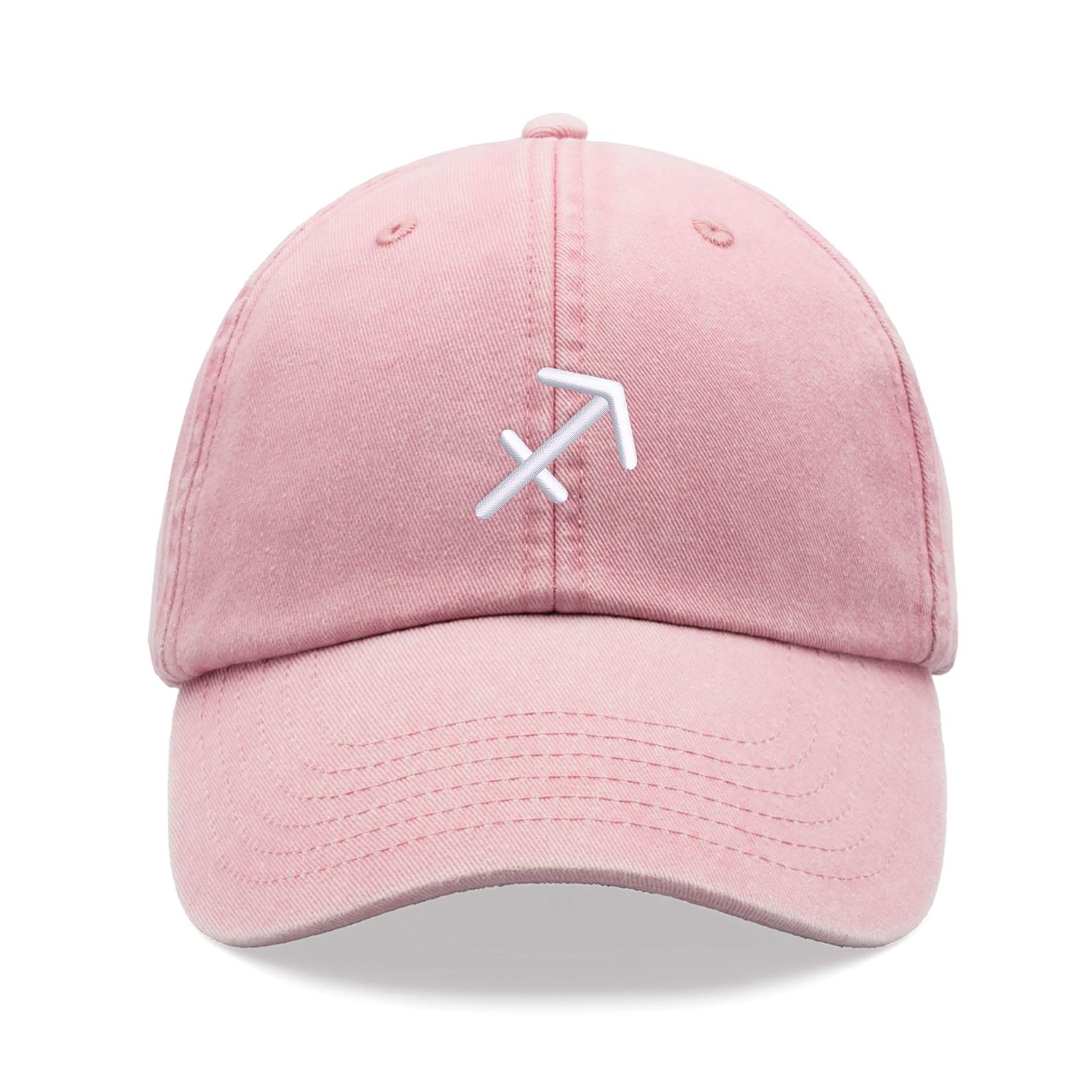 Sagittarius Zodiac Dad Hat - Vintage Light Denim Baseball Cap, Adjustable & Embroidered - View #5