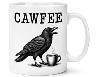 Taza de café Cawfee Crow de 295 ml, divertida, con broma, para cumpleaños, Navidad, papá, hijo, Día del Padre, regalo para profesores y estudiantes.
