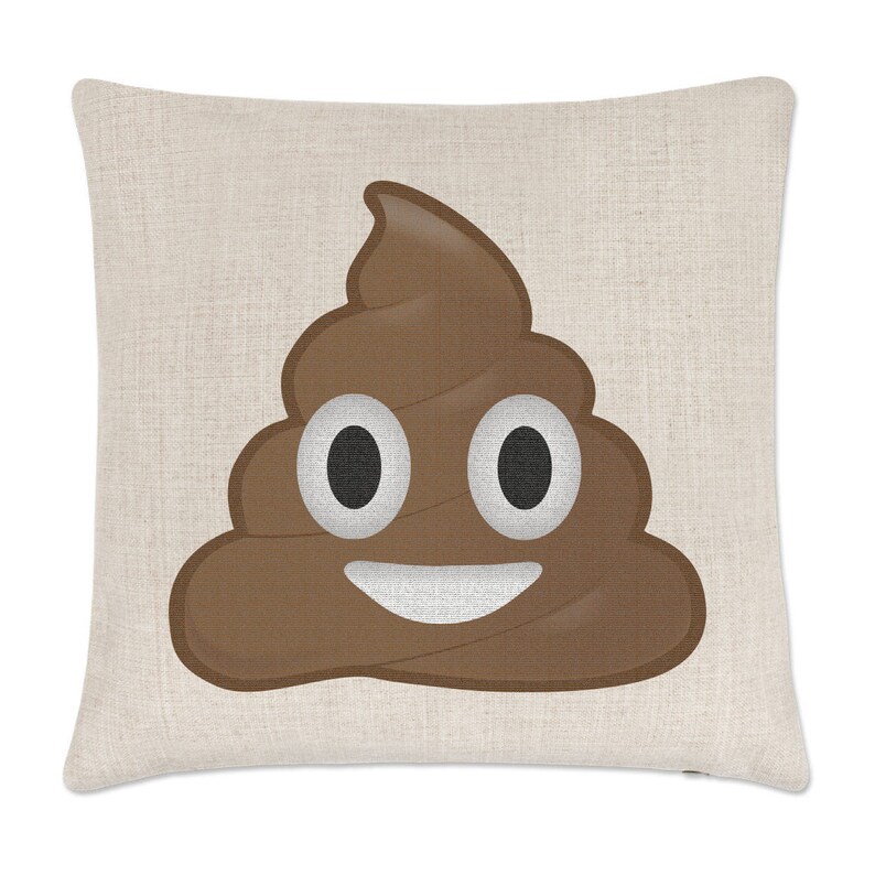 Poo Poop Emoji Linen Cushion Cover Etsy