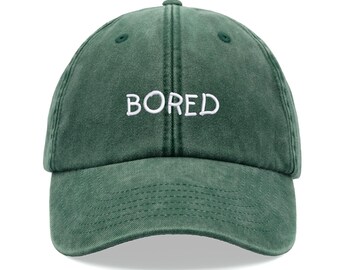 Bored Baseball Cap Vintage Washed Unisex Dad Hat Low Profile Adjustable Faded Sports Sun Hiking Summer Holiday Skiing Funny Joke Rude
