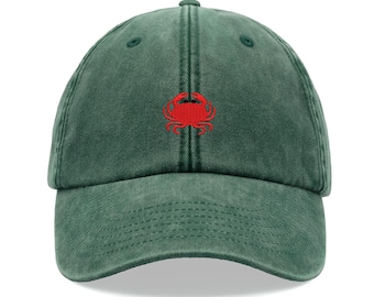 Gorra de béisbol con forma de cangrejo, estilo vintage, de algodón lavado, unisex, ajustable, divertida, descolorida, para deportes, para el sol, para el día del padre, para pescar, pescador, divertida