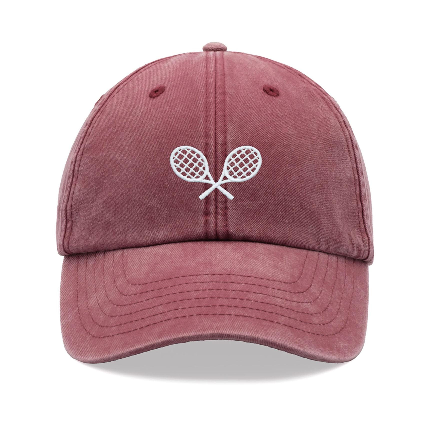 Tennis Racquets Crossed Baseball Cap Vintage Washed Cotton Tennis Racquets Crossed Baseball Cap Vintage Washed Cotton