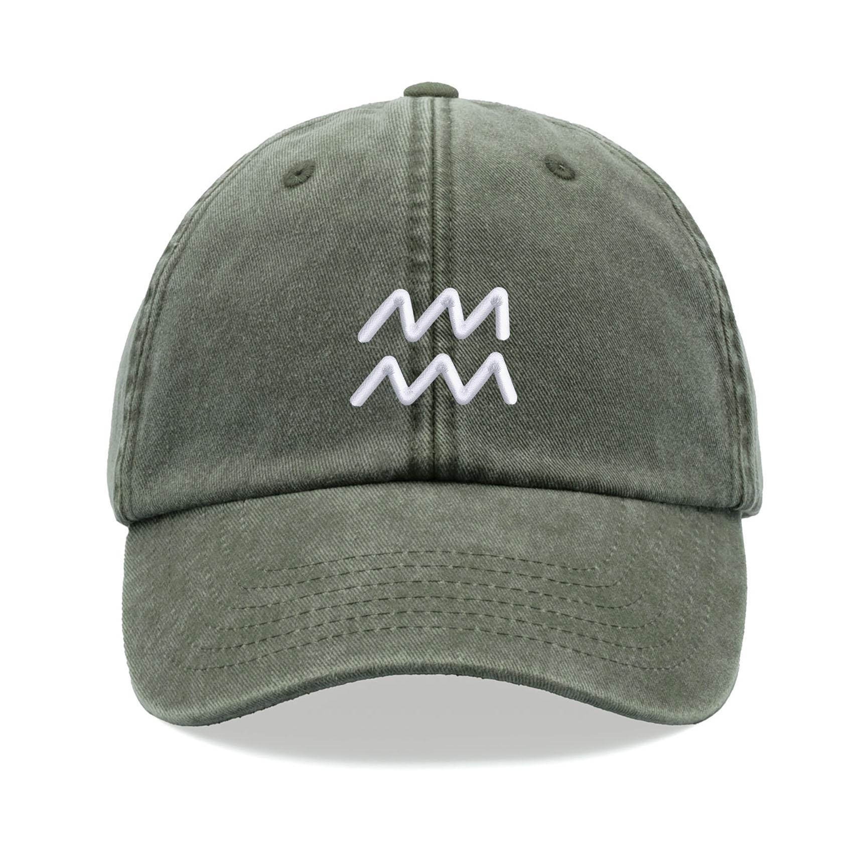 Aquarius Zodiac Vintage Baseball Cap - Embroidered Cotton Adjustable Dad Hat In Camo - View #9