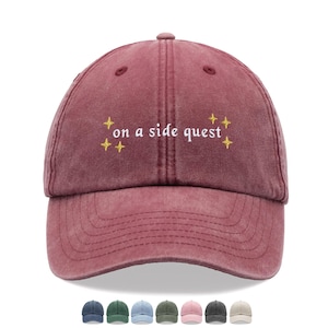 On A Side Quest Stars basebollkeps Vintage tvättad unisex pappahatt låg profil justerbar bleknad sport sol sommar semester rolig ADHD spel