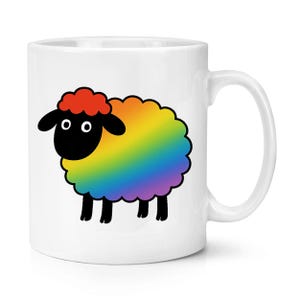 Rainbow Sheep Cartoon 10oz Mug Cup Joke Funny Gay LGBTQ Queer Love Pride Farm Animal
