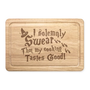 I Solemnly Swear That My Cooking Tastes Good Rectangular Wooden Chopping Board Serving Funny Gift