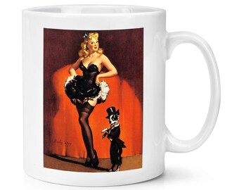 Lucky Dog Pin Up Girl 10oz Mug Cup Par Gil Elvgren Reproduction Impression Sexy Burlesque vintage Affiche