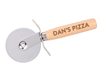 Gepersonaliseerde aangepaste pizza cutter wiel slicer houten handvat pizzeria slice