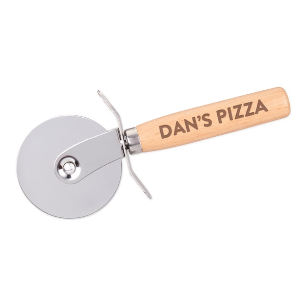 Personalised Custom Pizza Cutter Wheel Slicer Wooden Handle Pizzeria Slice