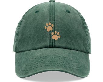 Paw Prints Baseball Cap Vintage Washed Unisex Dad Hat Low Profile Adjustable Faded Sports Sun Hiking Summer Holiday Crazy Dog Lady Man Mum