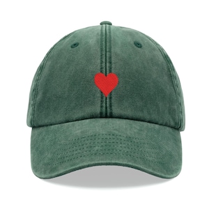 Heart Card Suit Baseball Cap Vintage Washed Cotton Unisex Dad Hat Adjustable Funny Faded Sports Sun Mum Girlfriend Love Summer Casino Poker