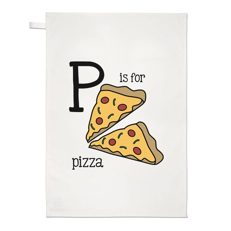 Letter P Is For Pizza Tea Towel Dish Cloth image 1