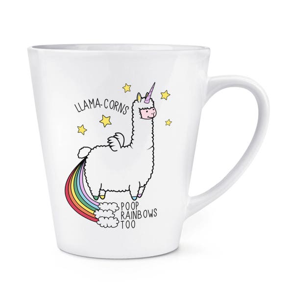 Llama-corns Poop Rainbows Too 12oz Latte Mug Cup